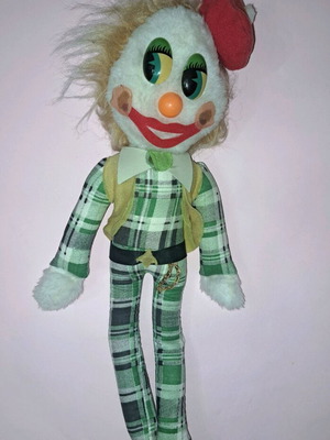 Fasolas Clown Cloth Doll 60s like new, 40 cm tall