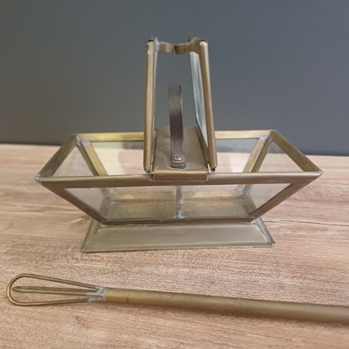 Brass and glass container for coffee and sugar used