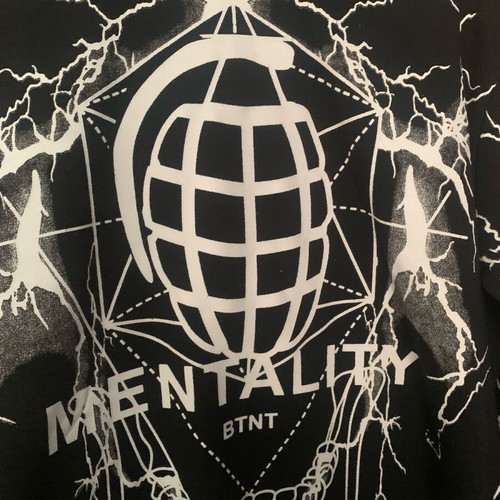 Hoodie used, black and white with grenade design XL