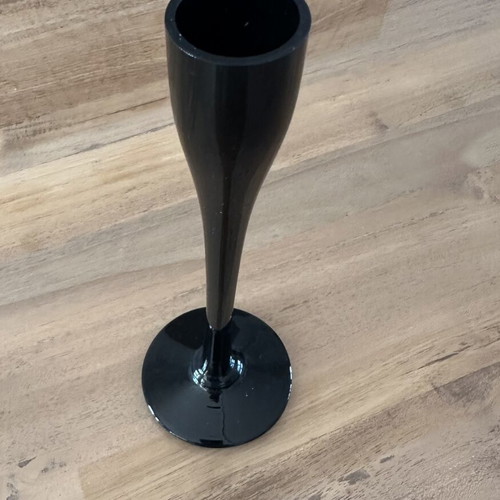 Black glass candleholder 20cm
