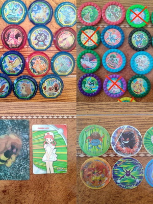 Pokemon τάπες και κάρτες μεταχειρισμένες, συλλεκτικά vintage 34 τεμάχια