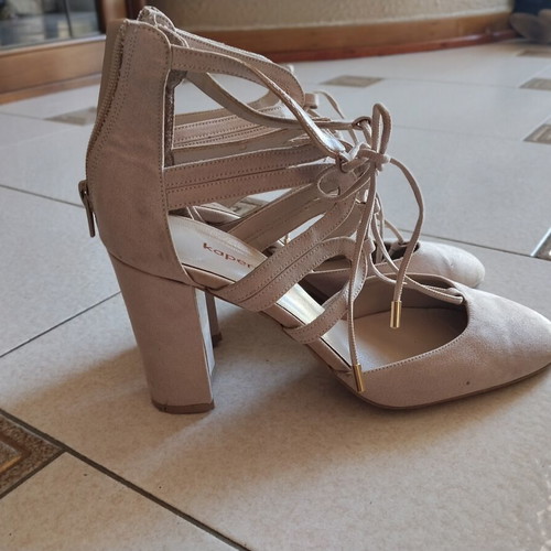 Kaperneka Beige Caged Lace-up Sandals with Block Heel used, size 40