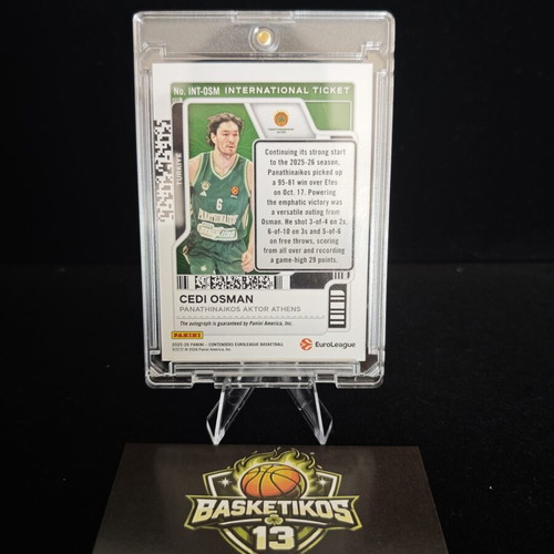 2025/26 Contenders Euroleague Panathinaikos International Ticket Cedi Osman Autograph