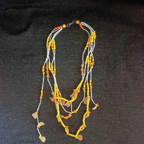 Boho multilayer necklace with beads like new, summer colors