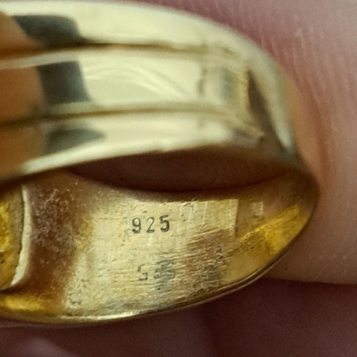 Chevalier ring silver 925 with 14K gold element like new, minimal