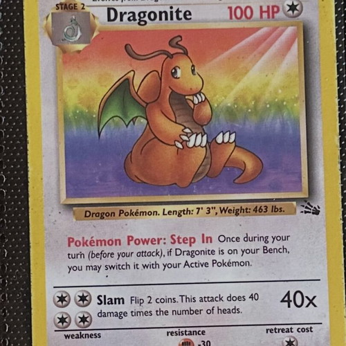 Dragonite Fossil Pokémon Card vintage, like new