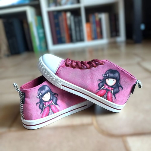 Santoro London Gorjuss high sneakers size 35 new pink and burgundy