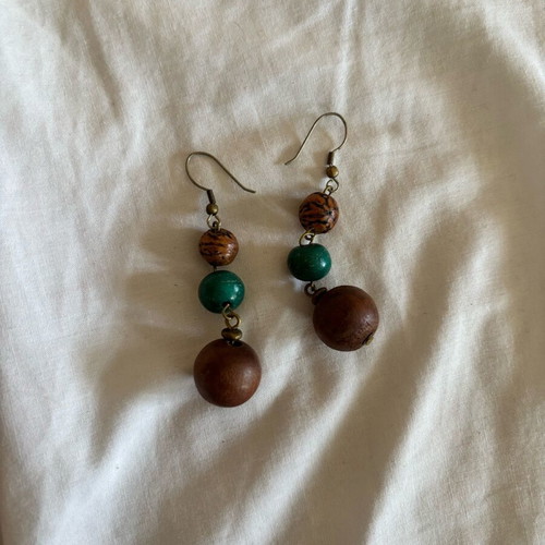 Wooden dangle earrings used