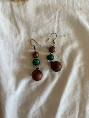 Wooden dangle earrings used