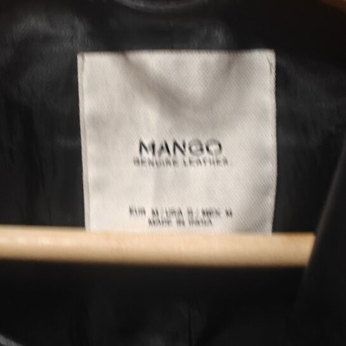 Mango Genuine Leather Biker Jacket used, black, size S