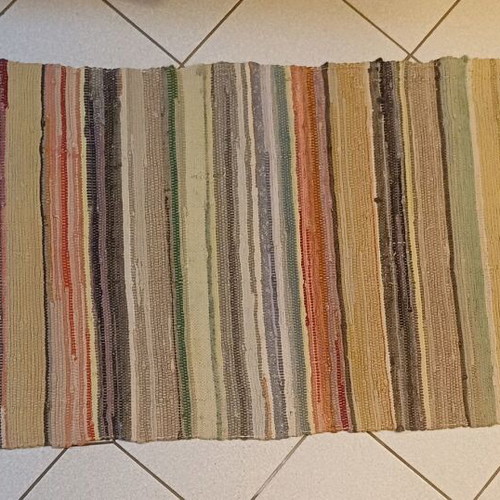 Traditional handmade woven rag rug like new 270x70cm