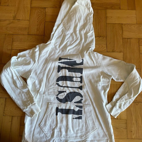 White sweatshirt with hood and pockets, like new size M