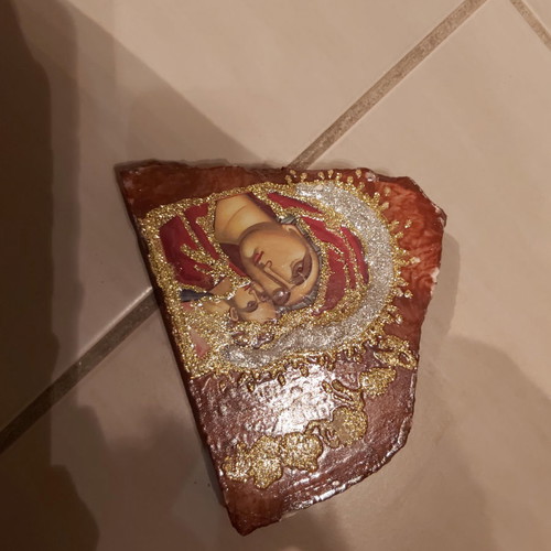 Religious stone piece of Virgin Mary and Christ decorative