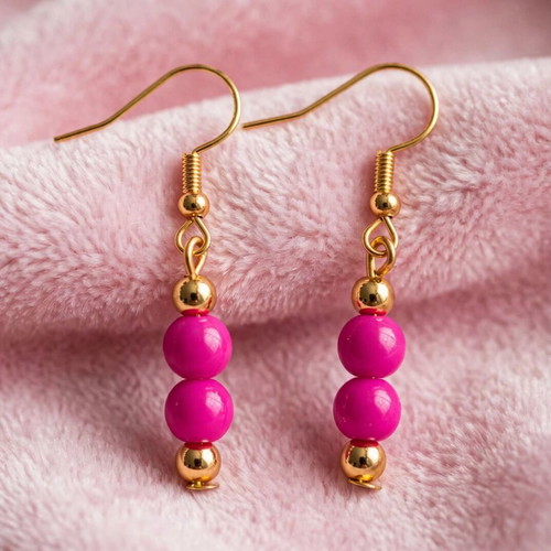 Handmade pink summer necklace and earrings set new