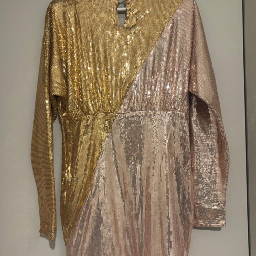 Dress with sequins new, gold and pink, size L