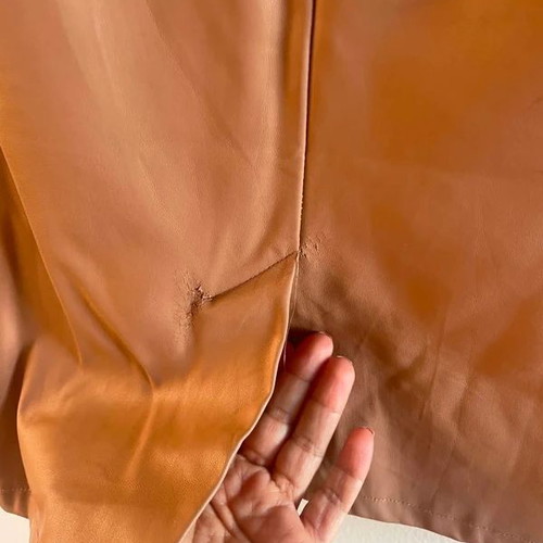 Leather pencil skirt size S like new, pink beige