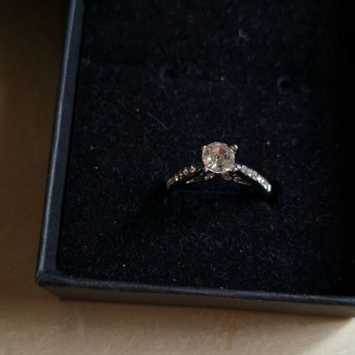 Solitaire ring new, silver color