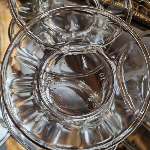 Set of 5 vintage glass plates with gold rim, Made in Tunis
