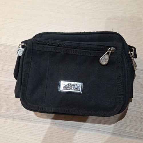 Black crossbody bag with strap
