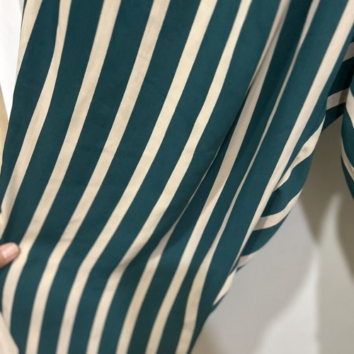 Zizzi women's striped emerald green and cream trousers