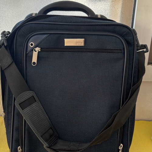 Stratic carry-on suitcase and briefcase bag, black and blue