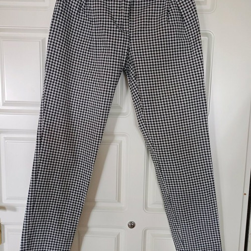 Fitted summer plaid pants like new, size M 38 10, black white