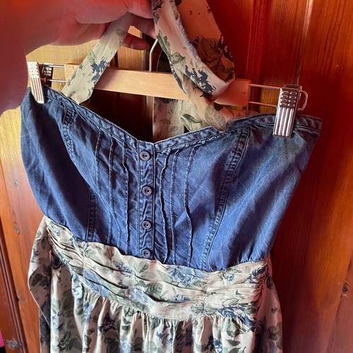 Summer dress used in A-line, blue and green, size S