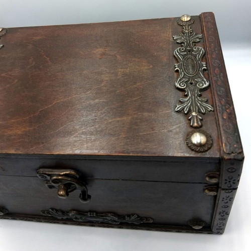 Vintage wooden box with decorative elements like new
