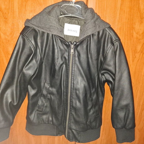 Zara leather jacket with grey hoodie like new, size 104 cm