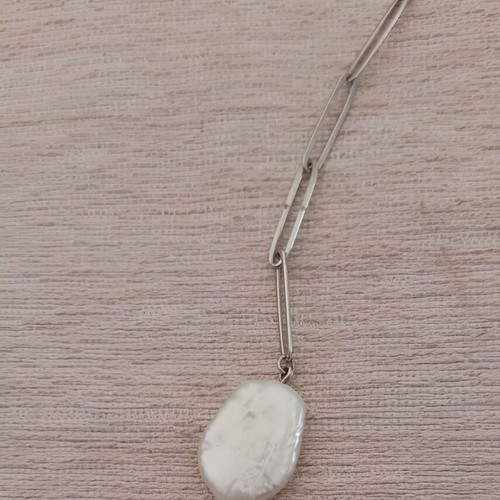 Pearl necklace baroque with adjustable steel chain like new