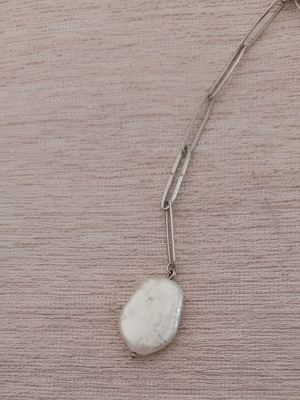 Pearl necklace baroque with adjustable steel chain like new