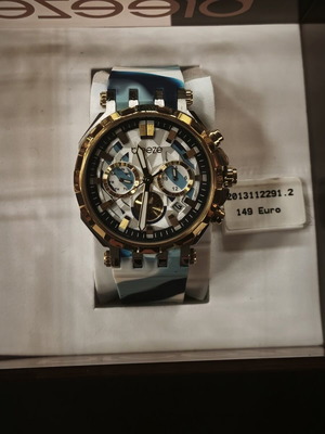Breeze Oversized Chronograph Watch with Blue Camo Strap and Dial