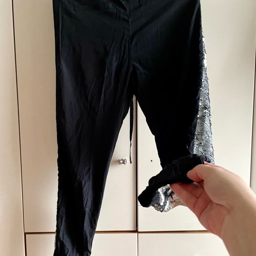 Conleys Black jogger pants Small with silver matte sequins like new