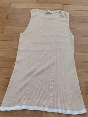 Raxevsky μπεζ πλεκτή αμάνικη μπλούζα size Large, σαν καινούργια