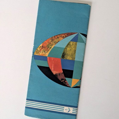 Alitalia Route Maps 1963 vintage foldable airline map used