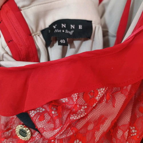 Lynne dress size 40 like new, beige and red