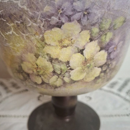 Fruit Bowl Handmade in Pale Colors with Flowers