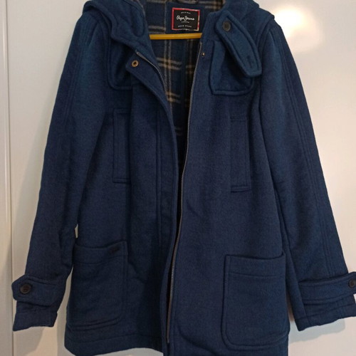 Pepe Jeans coat like new, blue, size Large, 100% wool