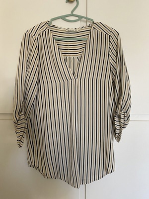 Stradivarius striped blouse shirt, size S, white beige black