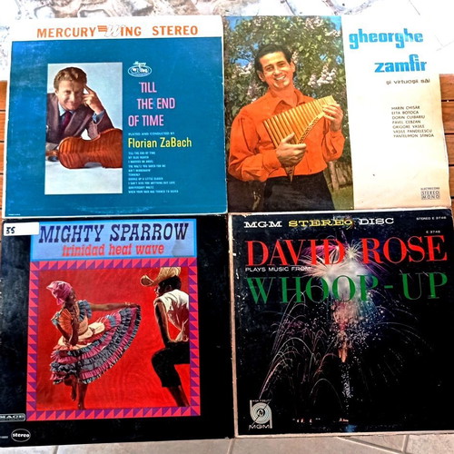 Vinyl record lot of 4 LPs: Jazz, Calypso, Pan Flute, Classical