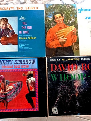 Vinyl record lot of 4 LPs: Jazz, Calypso, Pan Flute, Classical