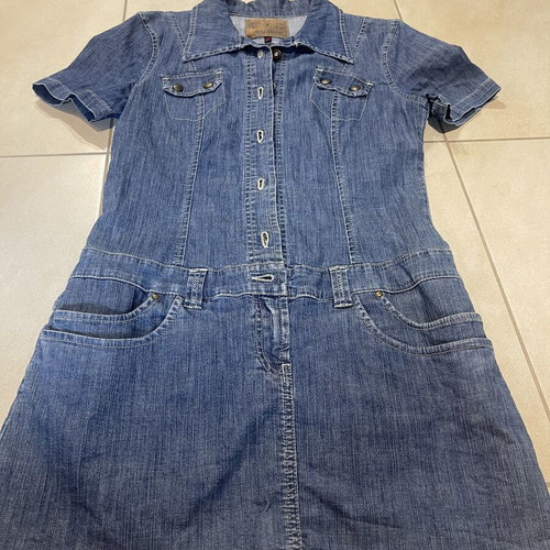 Miss Denim Jean Dress like new, short with front and back pockets, blue