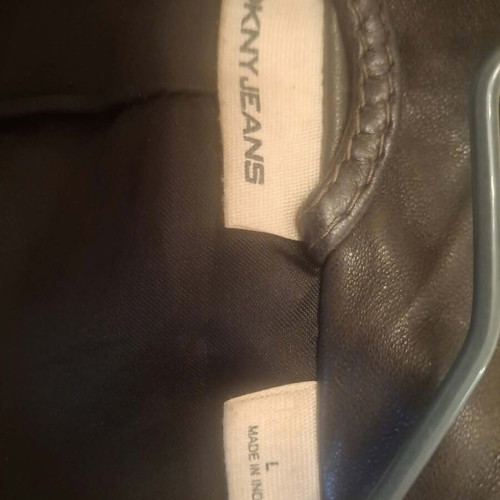 DKNY Jeans leather women's jacket, brown and green