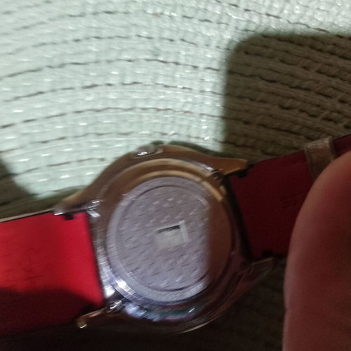 GF Ferre watch used, silver with red leather strap, Swiss made