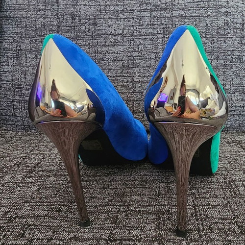 Jeffrey Campbell Lure heels like new, blue and green suede, size 38