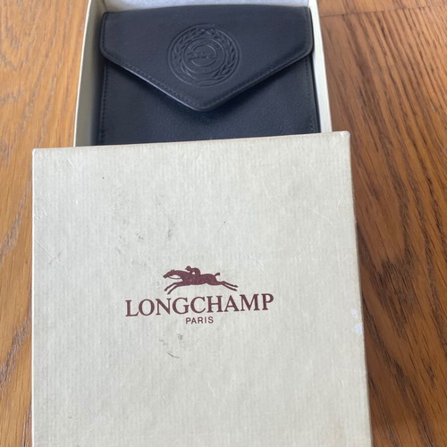 Longchamp leather wallet new, black with coin and bill compartments