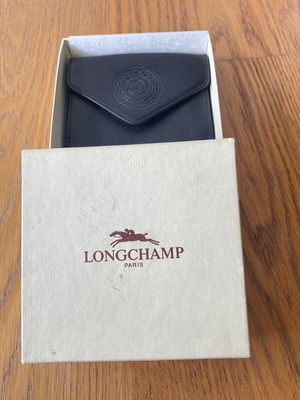 Longchamp leather wallet new, black with coin and bill compartments