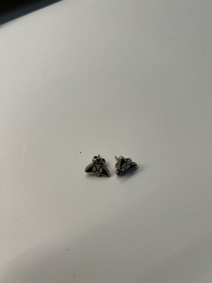 Silver earrings small fly design like new by designer