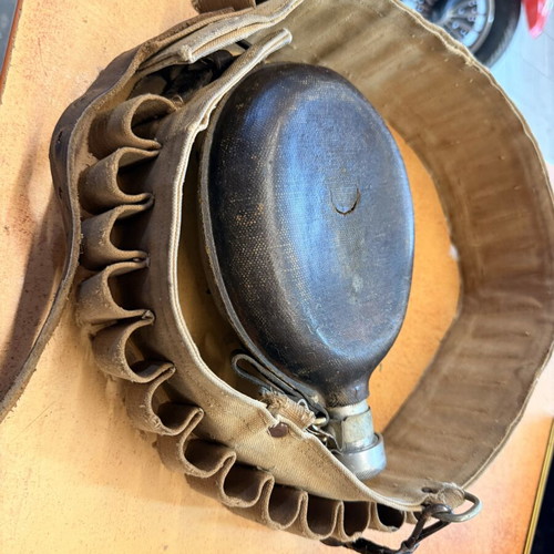 Authentic WWII Wehrmacht Canteen M41 and Canvas Ammo Belt used
