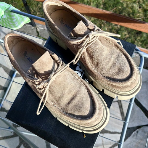 Suede shoes size 40, beige and brown, wide fit